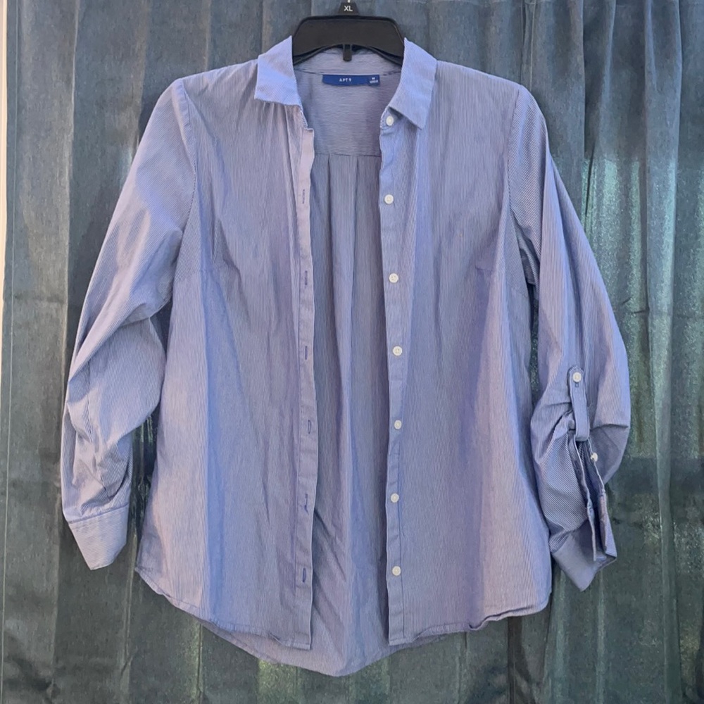APT 9 blue pinstripe button down